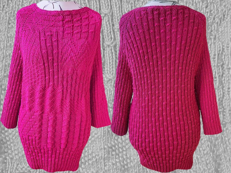 Strickanleitung RVO Mustermix Pullover oder Kleid Pinky