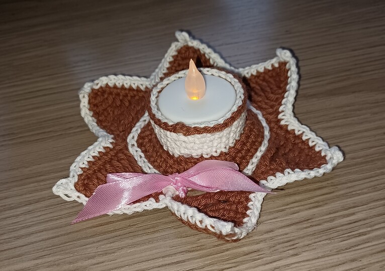 Teelichter Weihnachtszeit in Lebkuchenform ++Häkelanleitung++