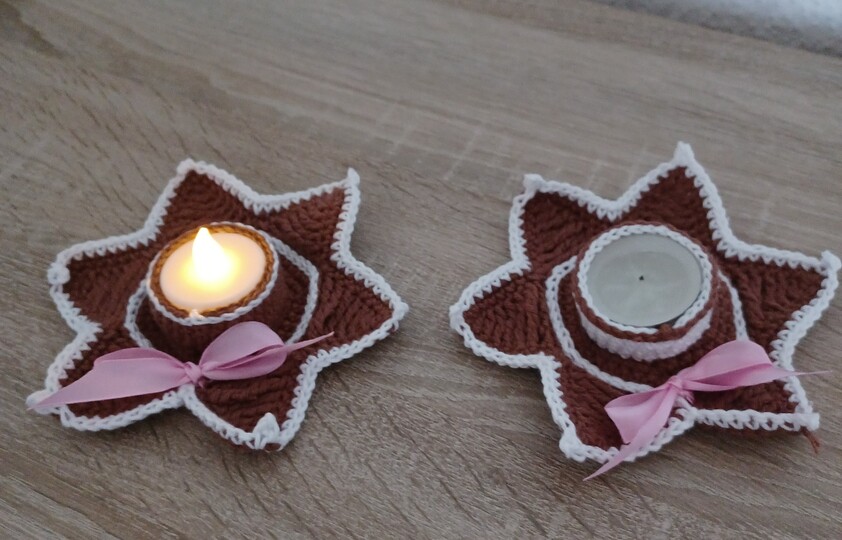 Teelichter Weihnachtszeit in Lebkuchenform ++Häkelanleitung++