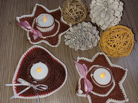 Teelichter Weihnachtszeit in Lebkuchenform ++Häkelanleitung++