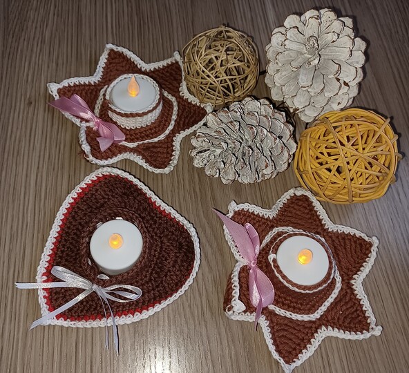 Teelichter Weihnachtszeit in Lebkuchenform ++Häkelanleitung++