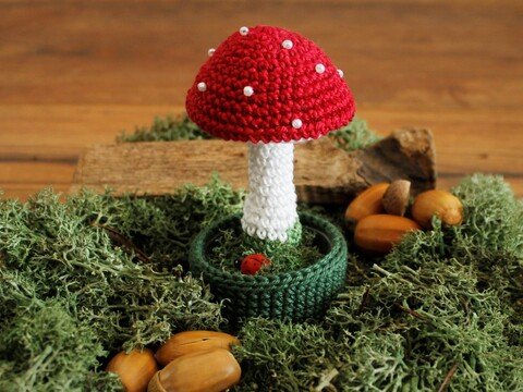 Häkelanleitung Fliegenpilz im Glas