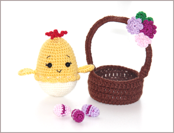 Easter Eggs basket of flowers Crochet Pattern