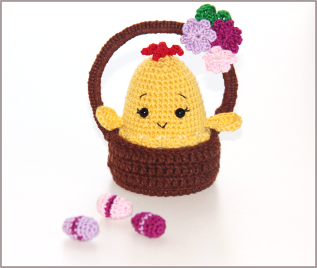 Easter Eggs basket of flowers Crochet Pattern