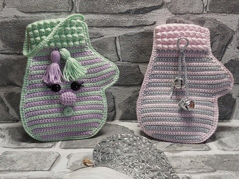 Häkelanleitung Geschenksäckchen "Handschühchen" (Adventskalender, 3 Größen)