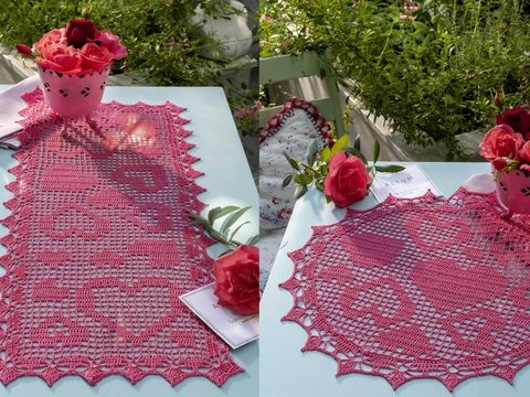 Häkeldeckchen Herzreigen und Läufer