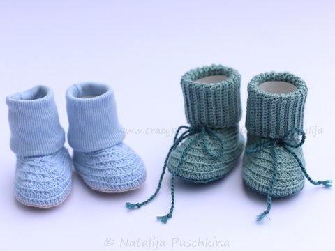 Häkelanleitung für warme Babyschuhe in 3 Größen (9,5 cm, 11 cm, 12,5 cm)