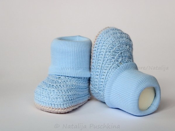 Häkelanleitung für warme Babyschuhe in 3 Größen (9,5 cm, 11 cm, 12,5 cm)