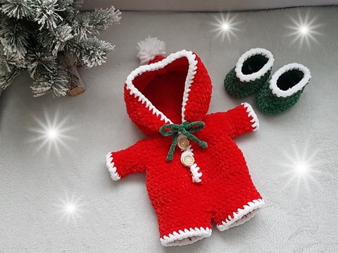 Häkelanleitung Puppenkleidung Elvin der Weihnachts-Elf