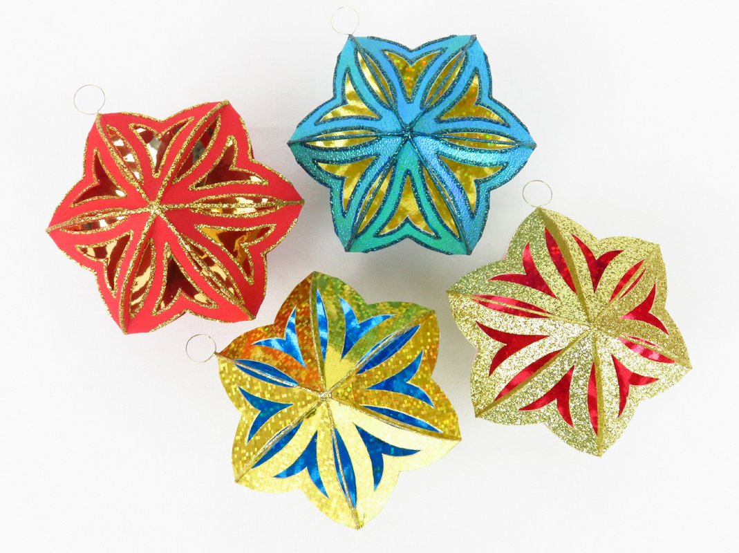 Christbaumanhänger, sechseckig – Bastelanleitung und Vorlagen
