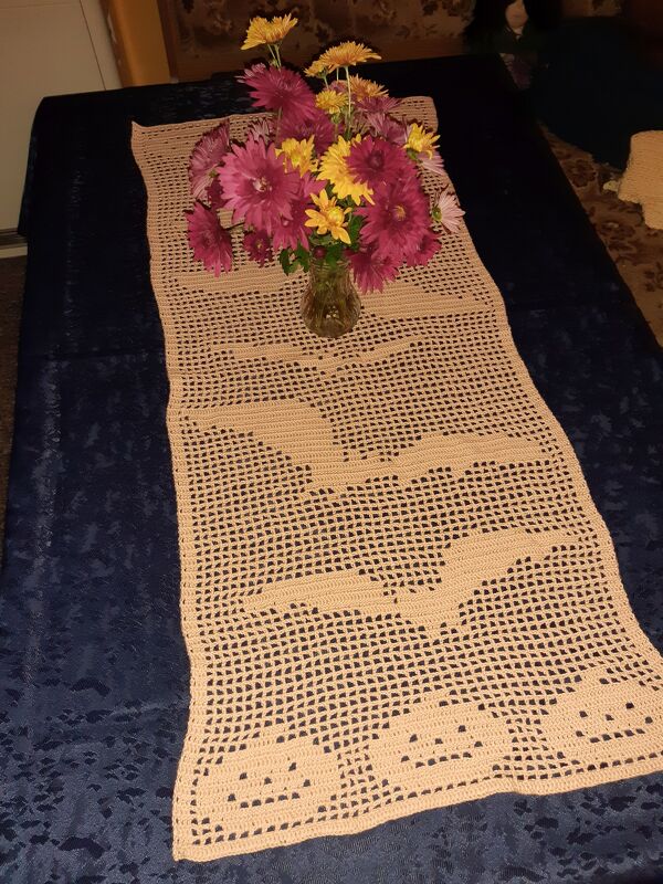 Tischläufer Herbst "Fledermäuse und Kürbis" häkeln