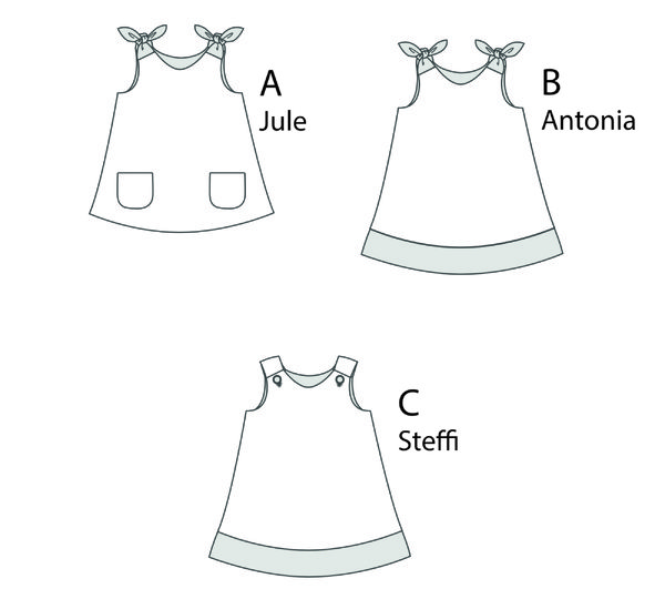 Girls Pinafore Dress PDF Pattern – 3 Variations (9M–12Y) Beginner-Friendly