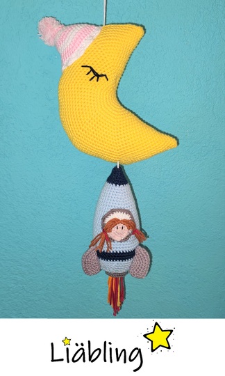 Rakete zum Mond Spieluhr Häkelanleitung