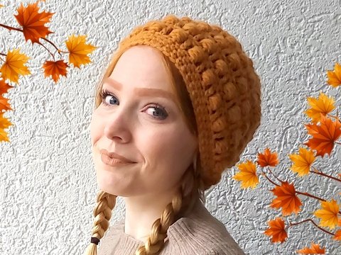 Häkelanleitung Mütze "Herbstwind" mit schönem Muster, alle Größen!