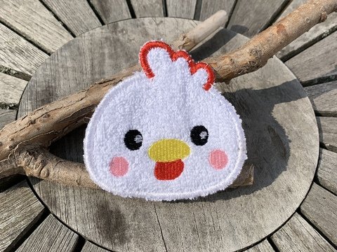 Abschminkpad Huhn Stickdatei ITH 10x10 cm