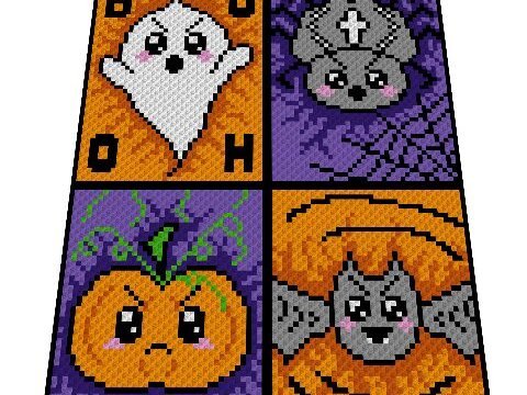 Häkelmuster * SPOOKY HALLOWEEN * Grafik für C2C Decke od Kissen