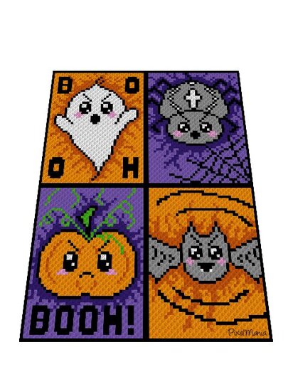 Häkelmuster * SPOOKY HALLOWEEN * Grafik für C2C Decke od Kissen