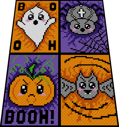 Häkelmuster * SPOOKY HALLOWEEN * Grafik für C2C Decke od Kissen