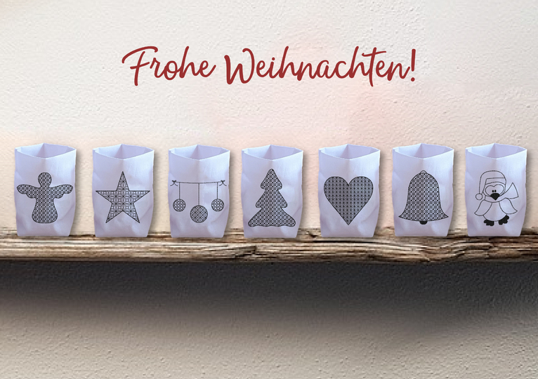 Stickdatei Lichtbeutel Weihnachten ITH Rahmengröße 13 cm x 18 cm