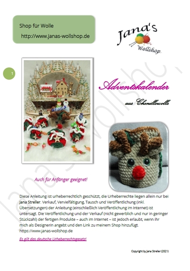 Adventskalender Rentier Häkelanleitung