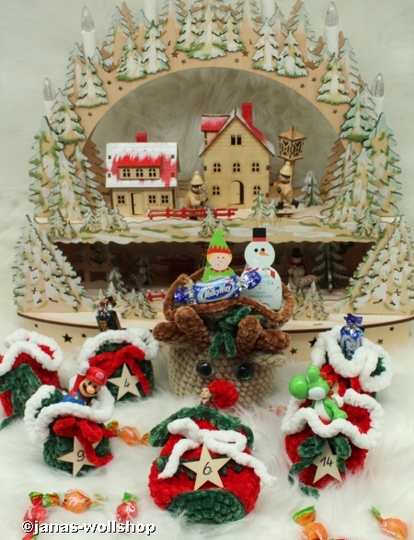 Adventskalender Rentier Häkelanleitung