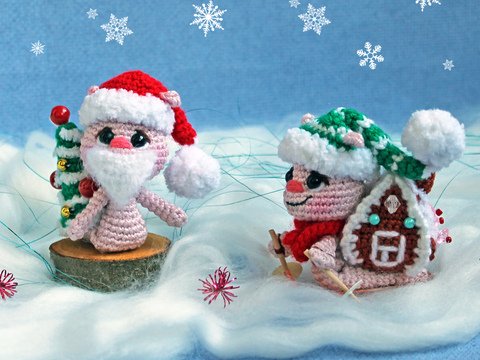 Weihnachten Schnecken. Weihnachtsmann und Elf