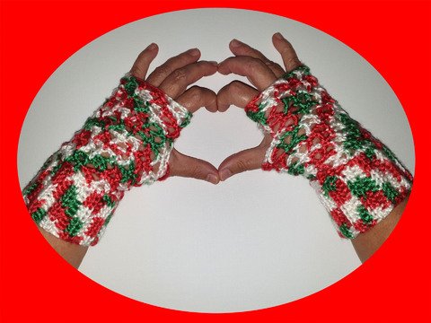 fixe Handstulpen „Hohoho“ Version 2 einfache Häkelanleitung Weihnachtsgarn