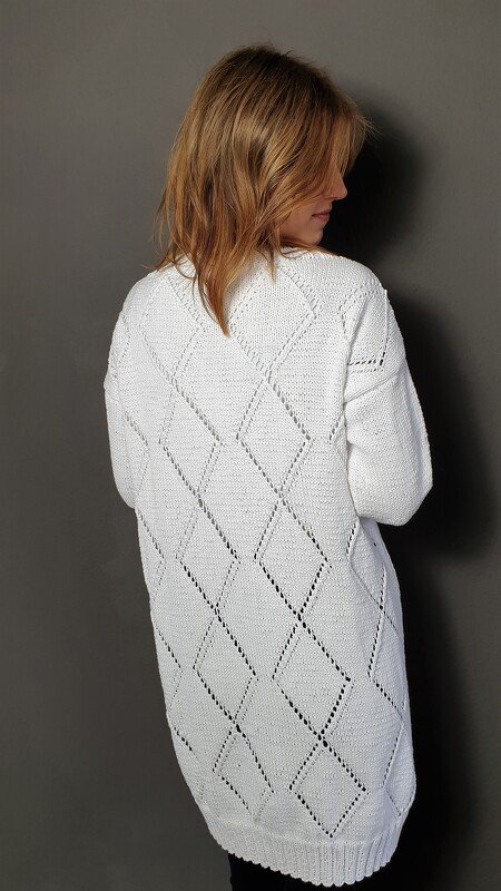 189 Strickanleitung Long Cardigan Strickjacke Karo - Bild 2