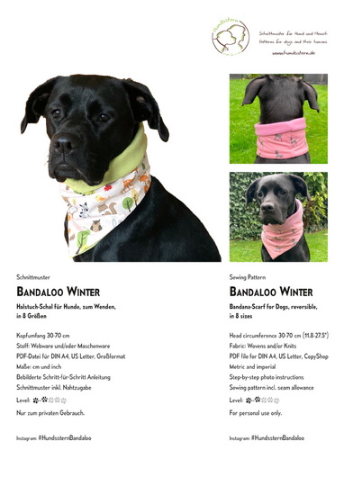 BANDALOO Winter. Dog bandana-scarf. in 8 sizes. Sewing Pattern