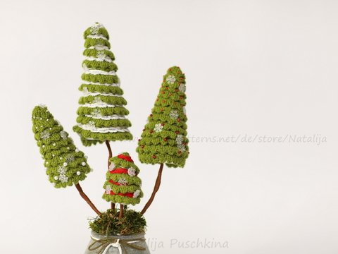 Gestrickte Tannenbäume  - Weihnachtsdeko für Anfänger