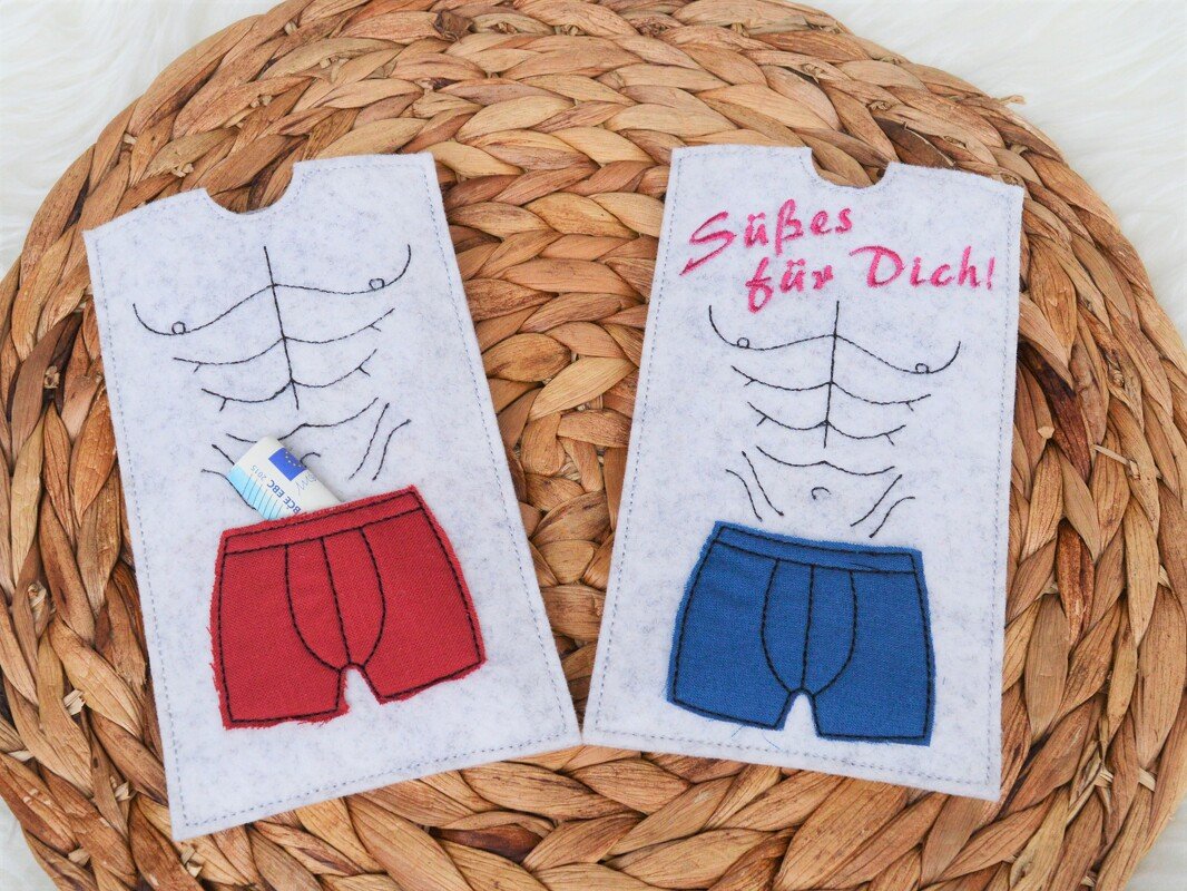Stickdatei Schokohülle Bauchmuskeln mit Shorts