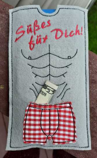 Stickdatei Schokohülle Bauchmuskeln mit Shorts