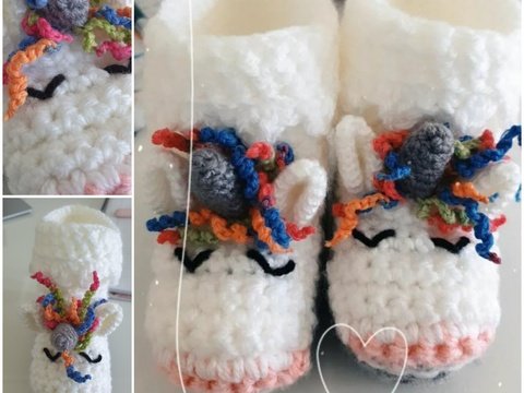 Anleitung Häkelschuhe Einhorn Puschis Größen 17-35