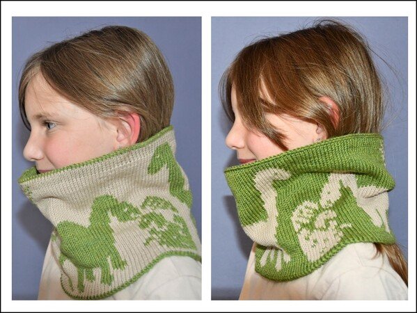 Double Knitting Pattern Cowl "Dinoworld"