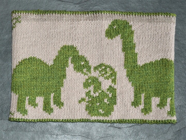 Double Knitting Pattern Cowl "Dinoworld"