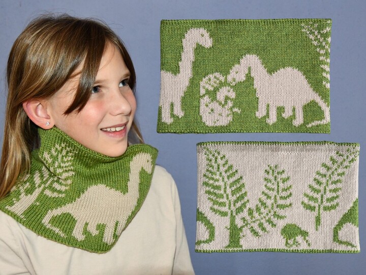 Double Knitting Pattern Cowl "Dinoworld"