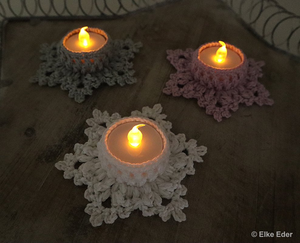 Zauberhafte LED-Teelichthalter "Let it Snow" - Häkelanleitung