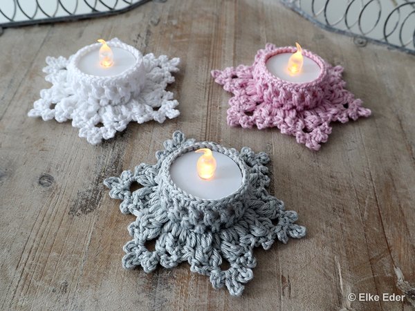 LED tea light holders "Let it Snow" - crochet tutorial