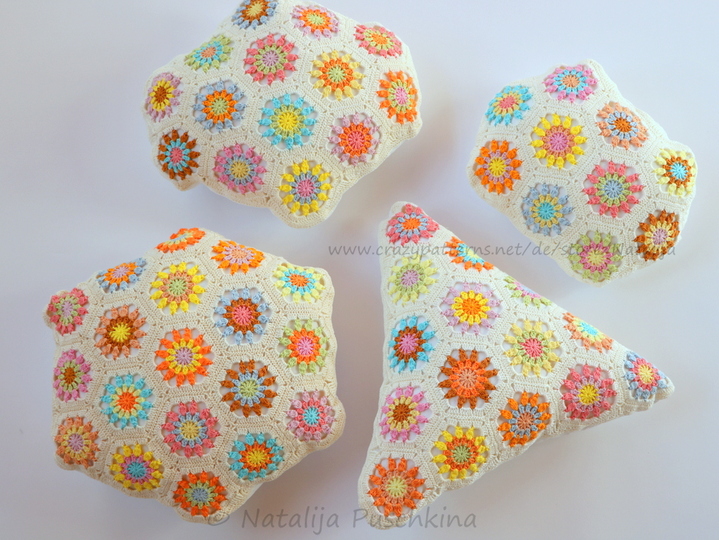 Kissen aus bunte Wollresten - Häkelanleitung