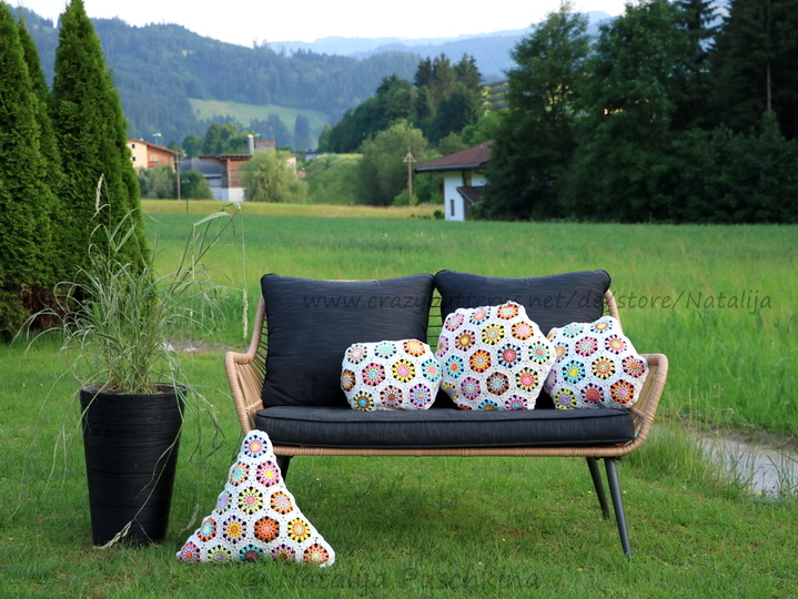 Kissen aus bunte Wollresten - Häkelanleitung