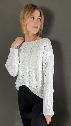 190 Strickanleitung Pullover Lochmuster Maiglöckchen