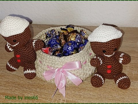 Häkelanleitung Konfektkörbchen mit Lebkuchengurumis