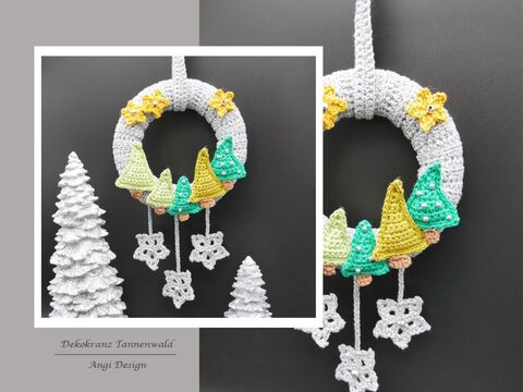 Häkelanleitung Dekokranz Tannenwald