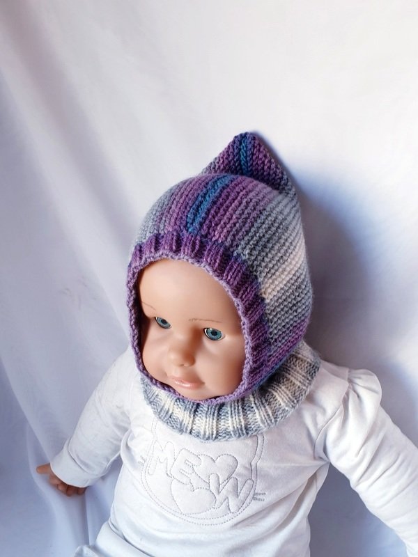 Strickanleitung Schalmütze, Schlupfmütze ca. 8 - 15 Monate