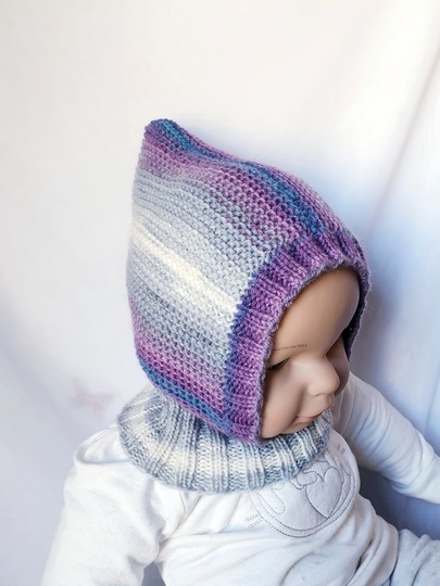 Strickanleitung Schalmütze, Schlupfmütze ca. 8 - 15 Monate