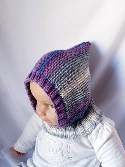 Strickanleitung Schalmütze, Schlupfmütze ca. 8 - 15 Monate
