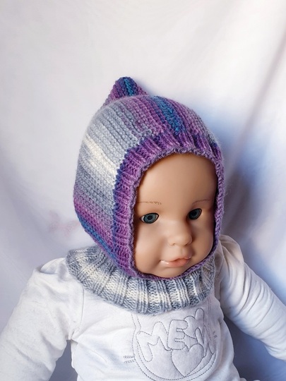 Strickanleitung Schalmütze, Schlupfmütze ca. 8 - 15 Monate