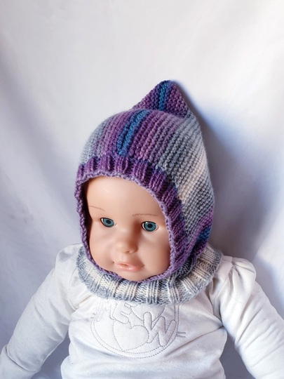Strickanleitung Schalmütze, Schlupfmütze ca. 8 - 15 Monate