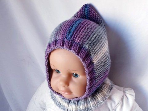 Strickanleitung Schalmütze, Schlupfmütze ca. 8 - 15 Monate