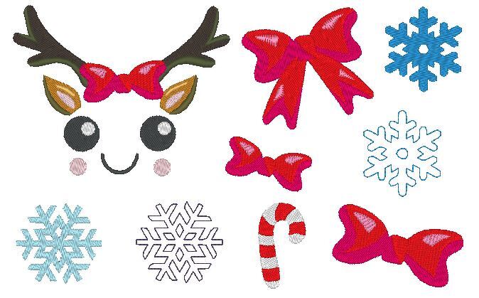 Rentier Gesichter Stickdatei Weihnachten bis 10cm - Bild 2